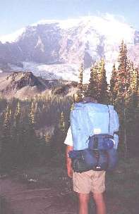 View of Mt. Rainier from Mystic Lake on the Wonderland Trail